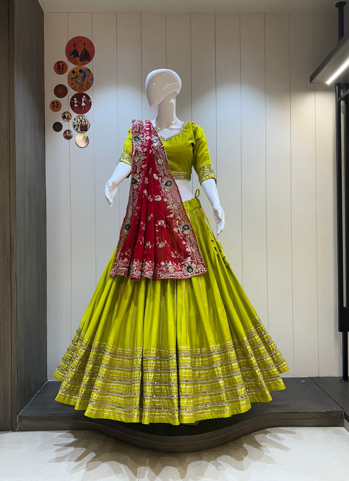 👉Pure roman cotton chaniya choli with heavy laces 💃💃💃